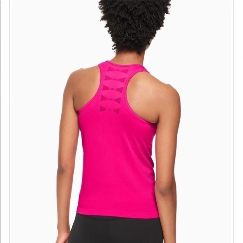 Kate Spade Hot Pink Racerback Bow Accent Stretch Scoop Neck Active Tank M NEW